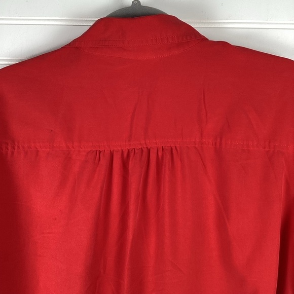 Chicos Shirt Womens Extra Large 2/ M Red Button Up Roll Tab Top Blouse Stretch - Picture 5 of 7